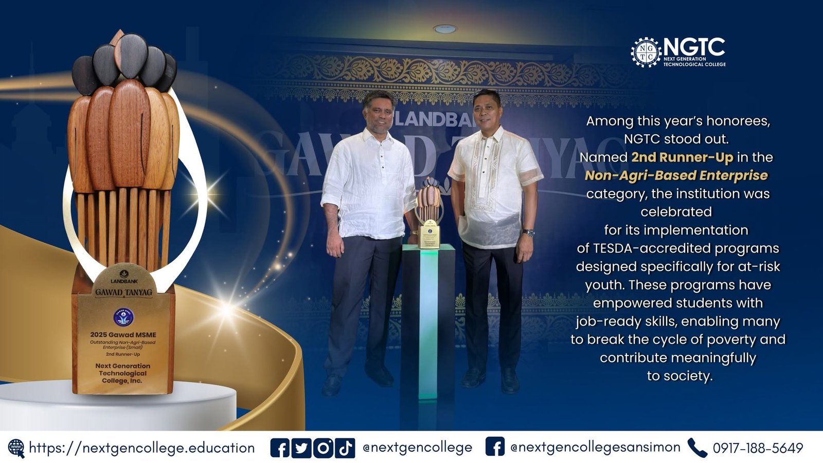 NGTC receives the 2025 Gawad MSME recognition